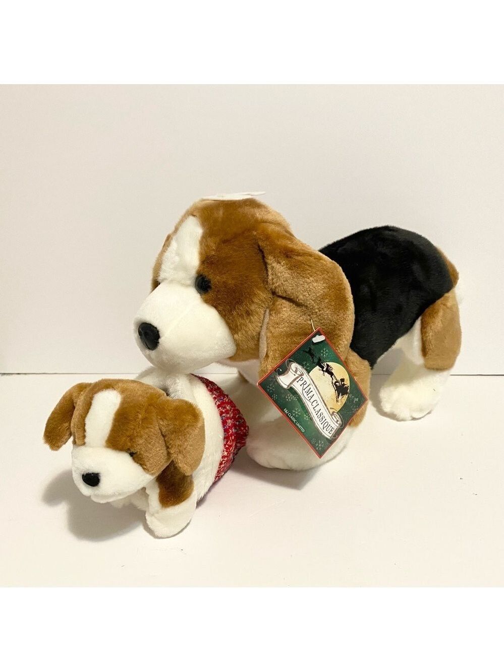 E&J Prima Classic Collection Beagle Dog w/Puppy Christmas Stocking Plush Toy